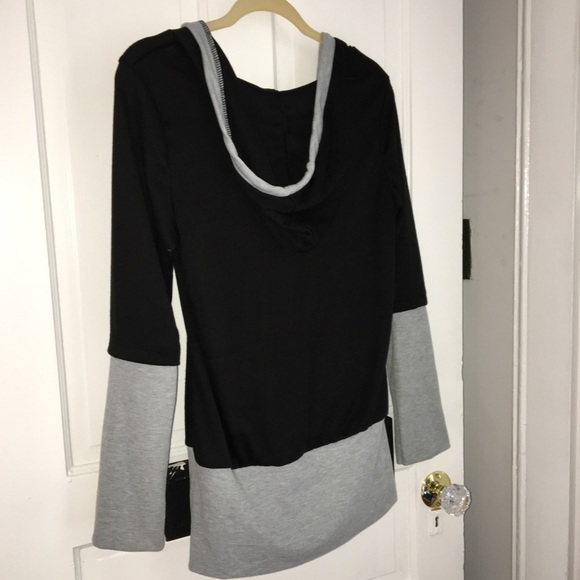 Black&Gray Pullover Drawstring Hoody - Picture 5 of 8